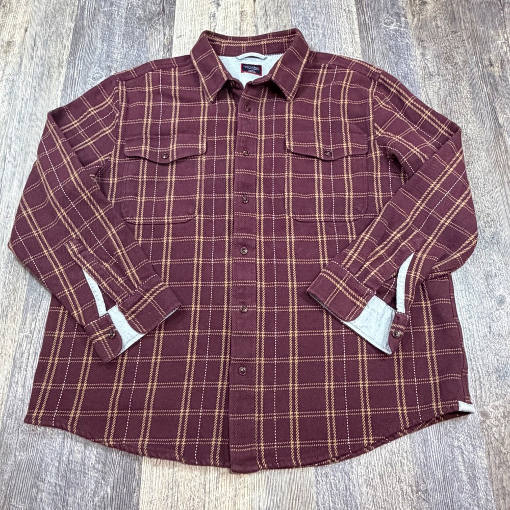 UNTUCKit Havelin Heavyweight Flannel Shirt Mens XXXL Burgundy Plaid Button Down